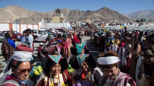 Crowds waiting at Leh airport. Photo / Magda Jungowska