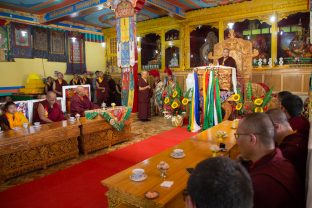 The welcoming ceremony at Karma Dupgyud Choeling Monastery. Photo / Magda Jungowska