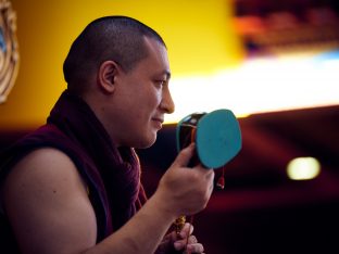 Thaye Dorje, His Holiness the 17th Gyalwa Karmapa, Sangyumla and Thugseyla at Dhagpo Kundreul Ling in Le Bost, France. Photo / Tokpa Korlo