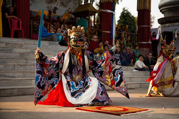 His Eminence Jamgon Kongtrul Rinpoche, performing during the Mahakala dances. Photo/Norbu Zangpo