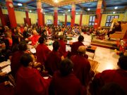 His Holiness Karmapa Thaye Dorje, guiding a session of meditation