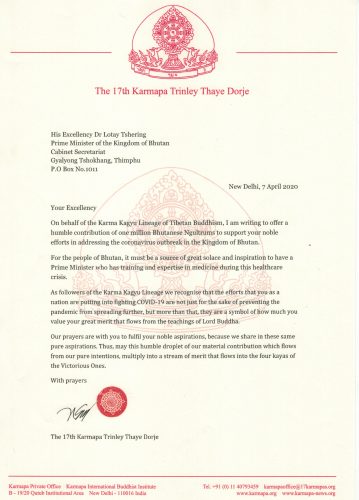 Letter to the Prime Minister of Bhutan