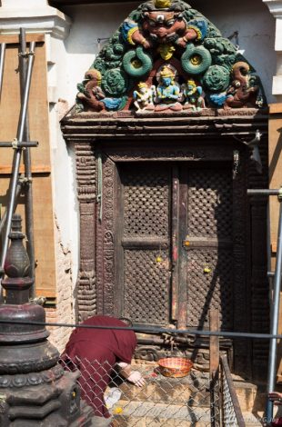 Thaye Dorje, His Holiness the 17th Gyalwa Karmapa, on a previous visit to the Karma Raja Maha Vihar monastery and the Stupa at Swayambhu.