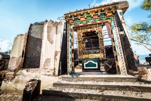 Following the April 2015 earthquake in Kathmandu, reconstruction started on the Karma Raja Maha Vihar monastery and 17 Buddhacharya residences at Swayambhu. Photo / Tokpa Korlo