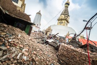 Following the April 2015 earthquake in Kathmandu, reconstruction started on the Karma Raja Maha Vihar monastery and 17 Buddhacharya residences at Swayambhu. Photo / Tokpa Korlo