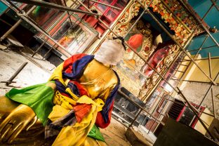 Following the April 2015 earthquake in Kathmandu, reconstruction started on the Karma Raja Maha Vihar monastery and 17 Buddhacharya residences at Swayambhu. Photo / Tokpa Korlo