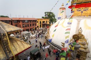 The handover ceremony of the Karma Raja Maha Vihar monastery and 17 residences at Swayambhu in Kathmandu, 26 April 2021.