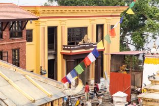 The handover ceremony of the Karma Raja Maha Vihar monastery and 17 Buddhacharya residences at Swayambhu in Kathmandu, 26 April 2021.