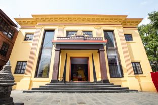 The handover ceremony of the Karma Raja Maha Vihar monastery and 17 Buddhacharya residences at Swayambhu in Kathmandu, 26 April 2021.