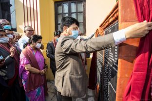 The handover ceremony of the Karma Raja Maha Vihar monastery and 17 Buddhacharya residences at Swayambhu in Kathmandu, 26 April 2021.