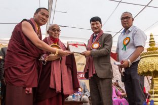 The handover ceremony of the Karma Raja Maha Vihar monastery and 17 Buddhacharya residences at Swayambhu in Kathmandu, 26 April 2021.