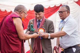 The handover ceremony of the Karma Raja Maha Vihar monastery and 17 Buddhacharya residences at Swayambhu in Kathmandu, 26 April 2021.