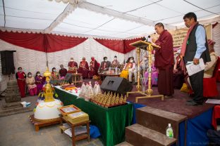 The handover ceremony of the Karma Raja Maha Vihar monastery and 17 Buddhacharya residences at Swayambhu in Kathmandu, 26 April 2021.