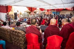 The handover ceremony of the Karma Raja Maha Vihar monastery and 17 Buddhacharya residences at Swayambhu in Kathmandu, 26 April 2021.