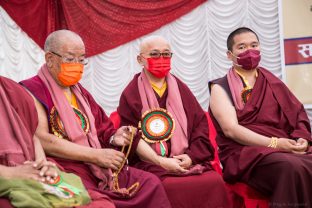 The handover ceremony of the Karma Raja Maha Vihar monastery and 17 Buddhacharya residences at Swayambhu in Kathmandu, 26 April 2021.