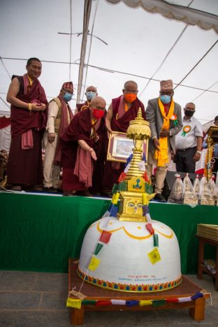 The handover ceremony of the Karma Raja Maha Vihar monastery and 17 Buddhacharya residences at Swayambhu in Kathmandu, 26 April 2021.