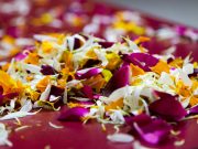 Flower offerings at the Kagyu Monlam