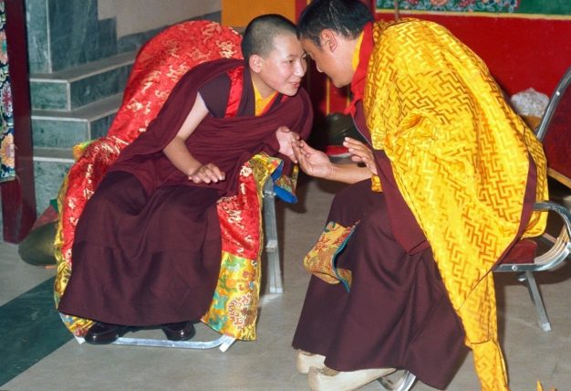 Thaye Dorje, His Holiness the 17th Gyalwa Karmapa, with His Holiness the 14th Kunzig Shamar Rinpoche Mipham Chokyi Lodro