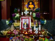 Thaye Dorje, His Holiness the 17th Gyalwa Karmapa, pays respects to his late teacher, Professor Sempa Dorje. Photo / Lekshey jorden