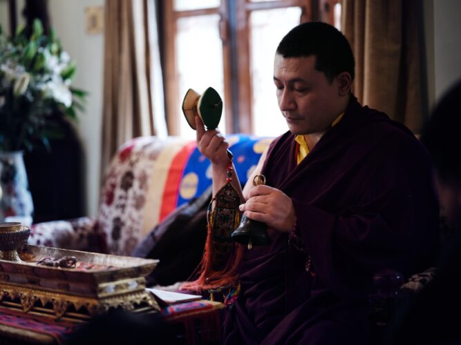 Karmapa bestows long life empowerment on HRH Ashi Chokyi Wangmo Wangchuck and family