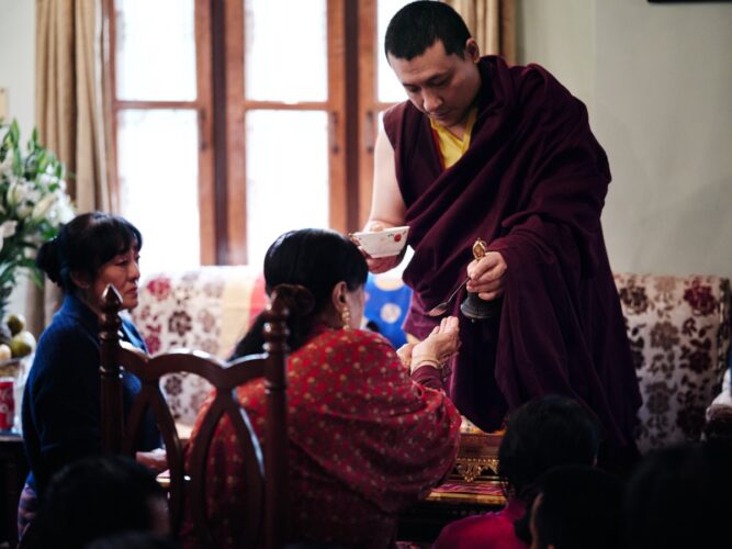 Karmapa bestows long life empowerment on HRH Ashi Chokyi Wangmo Wangchuck and family