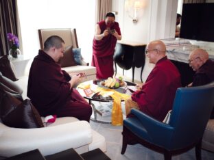 Thaye Dorje, His Holiness the 17th Gyalwa Karmapa, meets with devotees and grants empowerments in Taipei, Taiwan. Photo / Tokpa Korlo