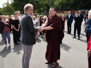 Thaye Dorje, His Holiness the 17th Gyalwa Karmapa, visits the Buchenwald memorial. Photo / Tokpa Korlo