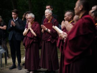 Thaye Dorje, His Holiness the 17th Gyalwa Karmapa, visits the Buchenwald memorial. Photo / Tokpa Korlo