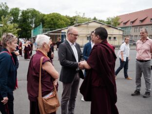 Thaye Dorje, His Holiness the 17th Gyalwa Karmapa, visits the Buchenwald memorial. Photo / Tokpa Korlo