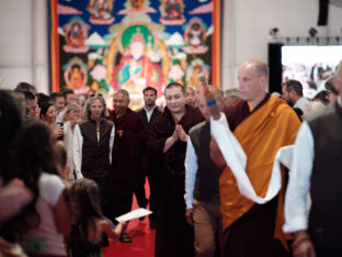 Thaye Dorje, His Holiness the 17th Gyalwa Karmapa, visits Dhagpo Kagyu Ling in France, 2023. Photo: Tokpa Korlo.