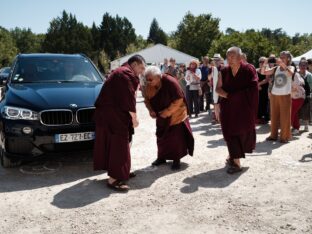 Thaye Dorje, His Holiness the 17th Gyalwa Karmapa, visits Dhagpo Kagyu Ling in France, 2023. Photo: Tokpa Korlo.