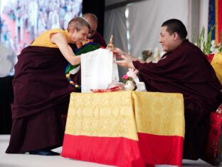 Thaye Dorje, His Holiness the 17th Gyalwa Karmapa, visits Dhagpo Kagyu Ling in France, 2023. Photo: Tokpa Korlo.