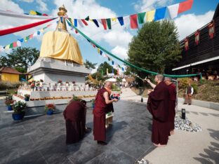 Thaye Dorje, His Holiness the 17th Gyalwa Karmapa, visits Dhagpo Kagyu Ling in France, 2023. Photo: Tokpa Korlo.