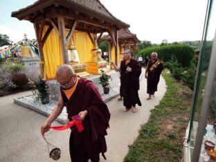 Thaye Dorje, His Holiness the 17th Gyalwa Karmapa, visits Dhagpo Kagyu Ling in France, 2023. Photo: Tokpa Korlo.