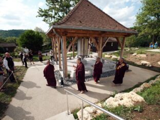 Thaye Dorje, His Holiness the 17th Gyalwa Karmapa, visits Dhagpo Kagyu Ling in France, 2023. Photo: Tokpa Korlo.