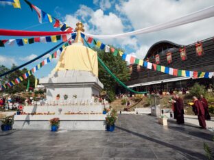 Thaye Dorje, His Holiness the 17th Gyalwa Karmapa, visits Dhagpo Kagyu Ling in France, 2023. Photo: Tokpa Korlo.