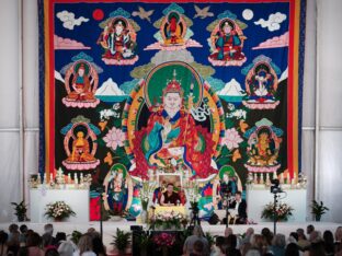 Thaye Dorje, His Holiness the 17th Gyalwa Karmapa, visits Dhagpo Kagyu Ling in France, 2023. Photo: Tokpa Korlo.