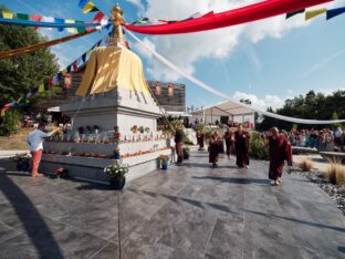 Thaye Dorje, His Holiness the 17th Gyalwa Karmapa, visits Dhagpo Kagyu Ling in France, 2023. Photo: Tokpa Korlo.