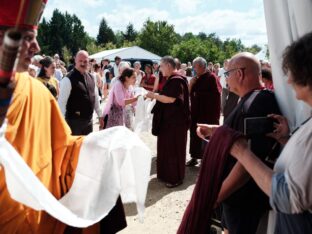 Thaye Dorje, His Holiness the 17th Gyalwa Karmapa, visits Dhagpo Kagyu Ling in France, 2023. Photo: Tokpa Korlo.