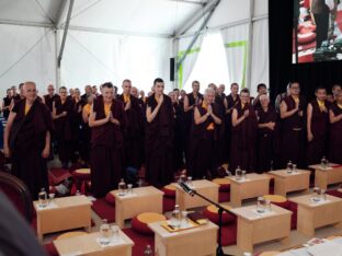 Thaye Dorje, His Holiness the 17th Gyalwa Karmapa, visits Dhagpo Kagyu Ling in France, 2023. Photo: Tokpa Korlo.