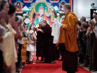 Thaye Dorje, His Holiness the 17th Gyalwa Karmapa, visits Dhagpo Kagyu Ling in France, 2023. Photo: Tokpa Korlo.