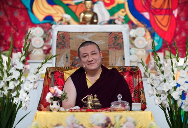 Thaye Dorje, His Holiness the 17th Gyalwa Karmapa, visits Dhagpo Kagyu Ling in France, 2023. Photo: Tokpa Korlo.