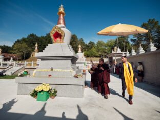 Thaye Dorje, His Holiness the 17th Gyalwa Karmapa, visits Dhagpo Kagyu Ling in France, 2023. Photo: Tokpa Korlo.