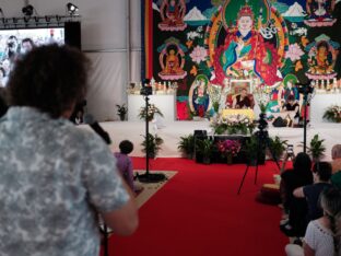 Thaye Dorje, His Holiness the 17th Gyalwa Karmapa, visits Dhagpo Kagyu Ling in France, 2023. Photo: Tokpa Korlo.