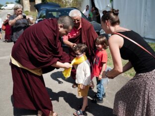 Thaye Dorje, His Holiness the 17th Gyalwa Karmapa, visits Dhagpo Kagyu Ling in France, 2023. Photo: Tokpa Korlo.