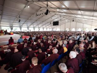 Thaye Dorje, His Holiness the 17th Gyalwa Karmapa, visits Dhagpo Kagyu Ling in France, 2023. Photo: Tokpa Korlo.