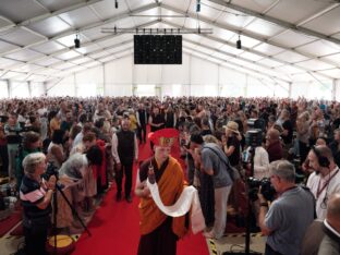 Thaye Dorje, His Holiness the 17th Gyalwa Karmapa, visits Dhagpo Kagyu Ling in France, 2023. Photo: Tokpa Korlo.