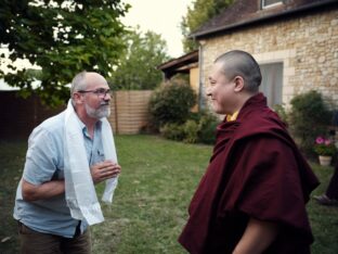 Thaye Dorje, His Holiness the 17th Gyalwa Karmapa, visits Dhagpo Kagyu Ling in France, 2023. Photo: Tokpa Korlo.