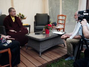 Thaye Dorje, His Holiness the 17th Gyalwa Karmapa, visits Dhagpo Kagyu Ling in France, 2023. Photo: Tokpa Korlo.