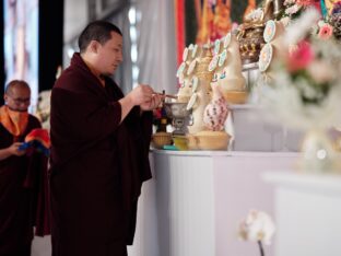 Thaye Dorje, His Holiness the 17th Gyalwa Karmapa, visits Dhagpo Kagyu Ling in France, 2023. Photo: Tokpa Korlo.